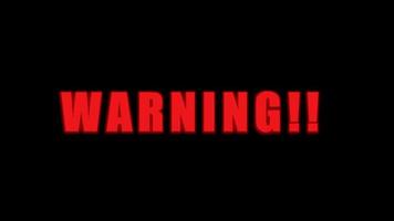 video de texto de advertencia de neón intermitente, bueno para ilustraciones de señales de peligro