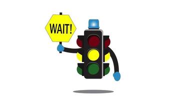 Traffic light animation video. Red, yellow, green traffic signal. Stop, wait, go inscription. on a white background, alpha channel. video