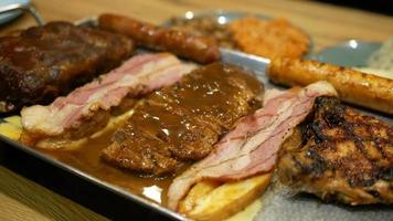 grilled beef steak on table video