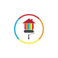 Colorful house painting service vector icon logo design template