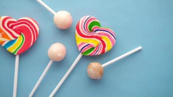 close up of lollipop candy on table video