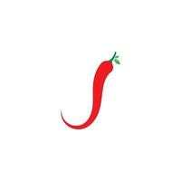 Ilustración de vector de icono de logotipo de chile picante rojo y verde