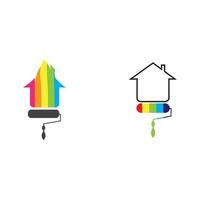 Colorful house painting service vector icon logo design template