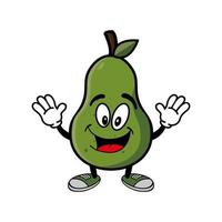 Smiling avocado cartoon mascot character. Vector illustration isolated on white background
