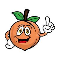 Smiling peach cartoon character. Vector illustration isolated on white background