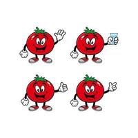 Set of collection smiling tomato cartoon mascot character. Vector illustration isolated on white background