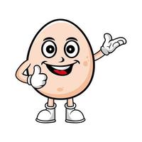 Smiling egg mascot cartoon character. Vector illustration isolated on white background