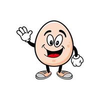 Smiling egg mascot cartoon character. Vector illustration isolated on white background