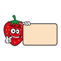 Smiling strawberry cartoon mascot character. Vector illustration isolated on white background