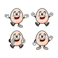 Set of collection smiling egg cartoon mascot character. Vector illustration isolated on white background