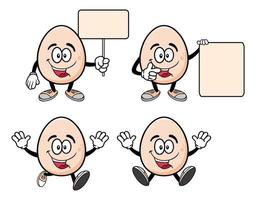 Set of collection smiling egg cartoon mascot character. Vector illustration isolated on white background