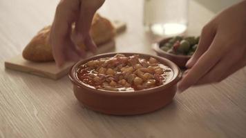spanish callos, a typical stew with pork or beef tripe video