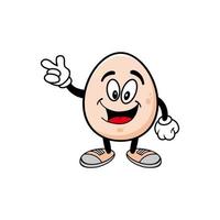 Smiling egg mascot cartoon character. Vector illustration isolated on white background