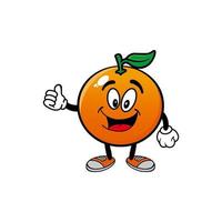 Smiling orange cartoon mascot character. Vector illustration isolated on white background