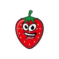 Smiling strawberry cartoon mascot character. Vector illustration isolated on white background