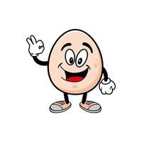 Smiling egg mascot cartoon character. Vector illustration isolated on white background