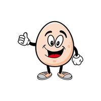 Smiling egg mascot cartoon character. Vector illustration isolated on white background