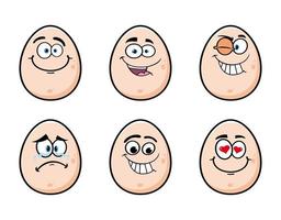 Set of collection smiling egg cartoon mascot character. Vector illustration isolated on white background
