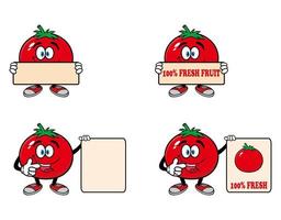 Set of collection smiling tomato cartoon mascot character. Vector illustration isolated on white background