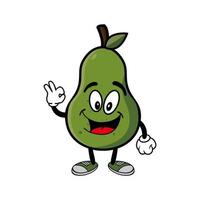Smiling avocado cartoon mascot character. Vector illustration isolated on white background