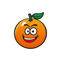 Smiling orange cartoon mascot character. Vector illustration isolated on white background