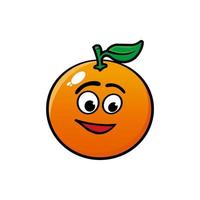 Smiling orange cartoon mascot character. Vector illustration isolated on white background