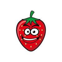 Smiling strawberry cartoon mascot character. Vector illustration isolated on white background