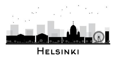 Helsinki City skyline black and white silhouette. vector