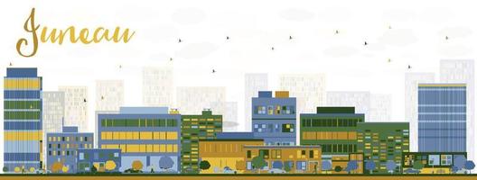 horizonte abstracto de juneau alaska con edificios de color. vector