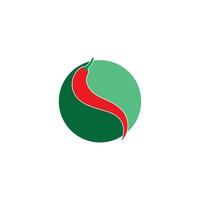 Ilustración de vector de icono de logotipo de chile picante rojo y verde