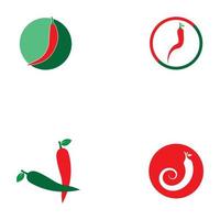 Ilustración de vector de icono de logotipo de chile picante rojo y verde