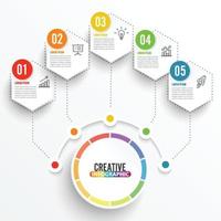 plantilla de infografía vectorial con etiqueta de papel 3d, círculos integrados. concepto de negocio con opciones. para contenido, diagrama, diagrama de flujo, pasos, partes, infografías de línea de tiempo, diseño de flujo de trabajo, gráfico vector