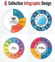 El vector de diseño infográfico y los iconos de marketing se pueden utilizar para el diseño del flujo de trabajo, el diagrama, el informe anual y el diseño web. concepto de negocio con 4 y 5 opciones, pasos o procesos.