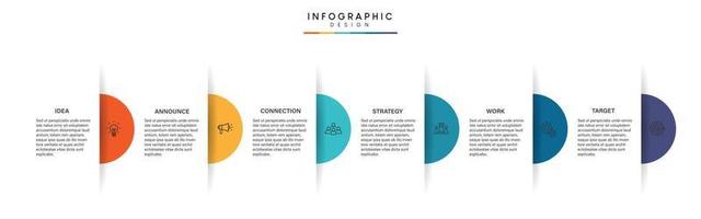 pasos diseño de plantilla infográfica de proceso de línea de tiempo de visualización de datos comerciales con iconos vector