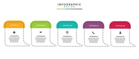 pasos diseño de plantilla infográfica de proceso de línea de tiempo de visualización de datos comerciales con iconos vector