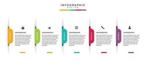 pasos diseño de plantilla infográfica de proceso de línea de tiempo de visualización de datos comerciales con iconos vector