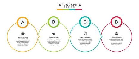 pasos diseño de plantilla infográfica de proceso de línea de tiempo de visualización de datos comerciales con iconos vector