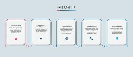 pasos diseño de plantilla infográfica de proceso de línea de tiempo de visualización de datos comerciales con iconos vector