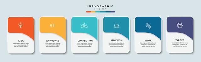 pasos diseño de plantilla infográfica de proceso de línea de tiempo de visualización de datos comerciales con iconos vector