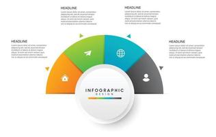 pasos diseño de plantilla infográfica de proceso de línea de tiempo de visualización de datos comerciales con iconos vector