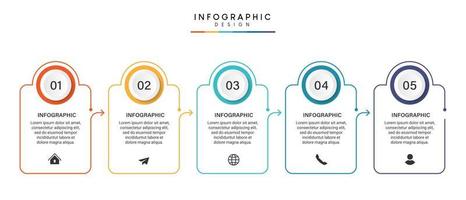 pasos diseño de plantilla infográfica de proceso de línea de tiempo de visualización de datos comerciales con iconos vector