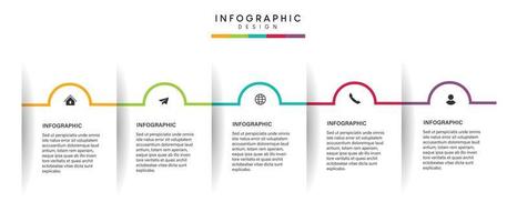 pasos diseño de plantilla infográfica de proceso de línea de tiempo de visualización de datos comerciales con iconos vector