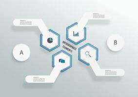 plantilla infográfica vectorial con etiqueta de papel 3d, círculos integrados. concepto de negocio con 4 opciones. para contenido, diagrama, diagrama de flujo, pasos, partes, infografías de línea de tiempo, flujo de trabajo, gráfico. vector