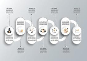 Infographic design template and marketing icons. Template for diagram, graph, presentation and round chart. Business concept with 7 options, parts, steps or processes. Data visualization. vector