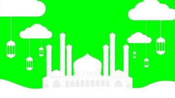 elemento 3d de mesquita com fundo de tela verde