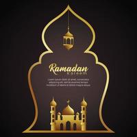 Ramadan Kareem greeting card vector illustration with lantern. Translation is Generous Ramadan
