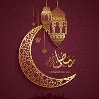 Ramadan Kareem Arabic Calligraphy greeting card vector illustration. Arabic translation is Generous Ramadan