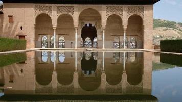 Garden of the Partal,  Alhambra Granada. Reflection in the water. Moorish Architecture. Unesco Unesco World Heritage Spain. Travel in time and discover history. Amazing destinations for holidays. video