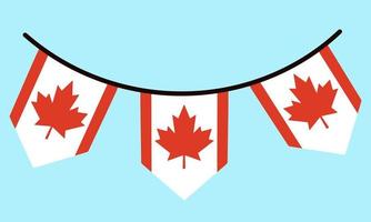 Flag of Canada. Garland on a rope with red maple leaves. Country symbol icon isolated. State sign, official banner. Festive patriotic decoration vector