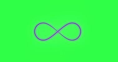 Animated infinity sign with neon effect isolated on green screen. Seamless loop. video